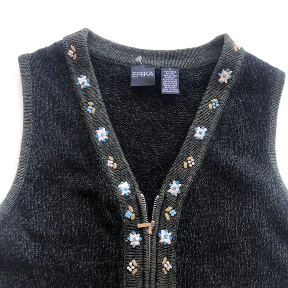 Erika wool blend front zip sweater vest - Picture 2 of 7